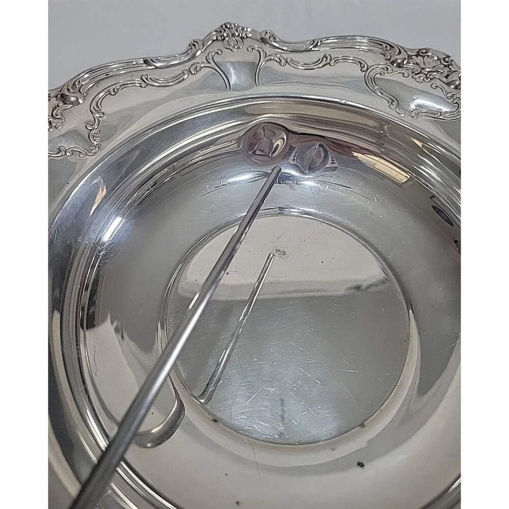 Vintage Gorham Silverplate Serving Bowl YC1308 Ornate Scroll Border 10